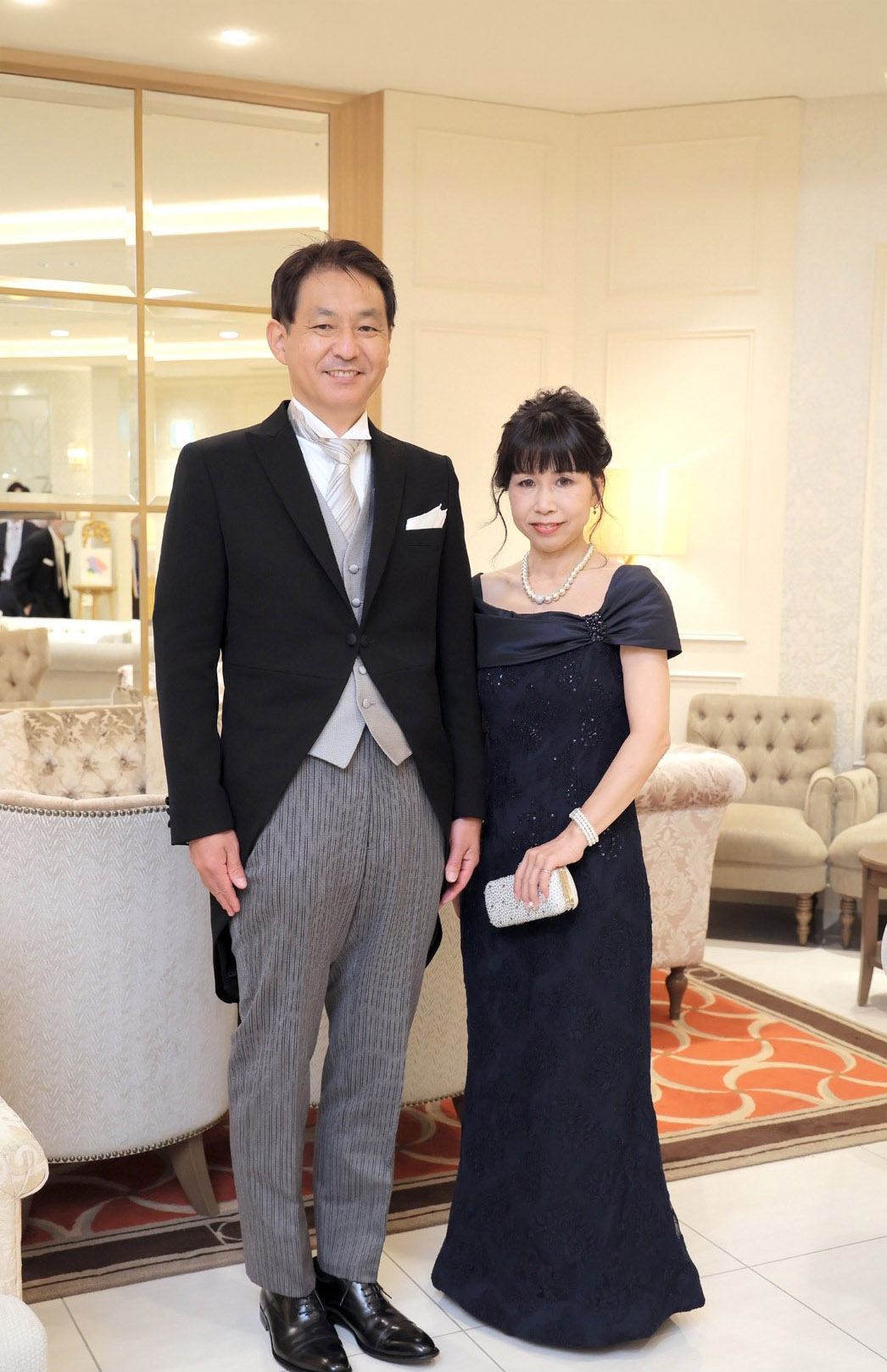 実際の結婚式 母親 フォーマルドレスL073ダークネイビー